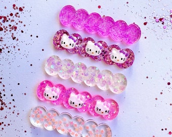 Hello Kitty Hair Clips for Girls|Hello Kitty Hair Accessories| Hello Kitty Gifts for Girls| Resin Hair Clip| Glitter Hair Clip