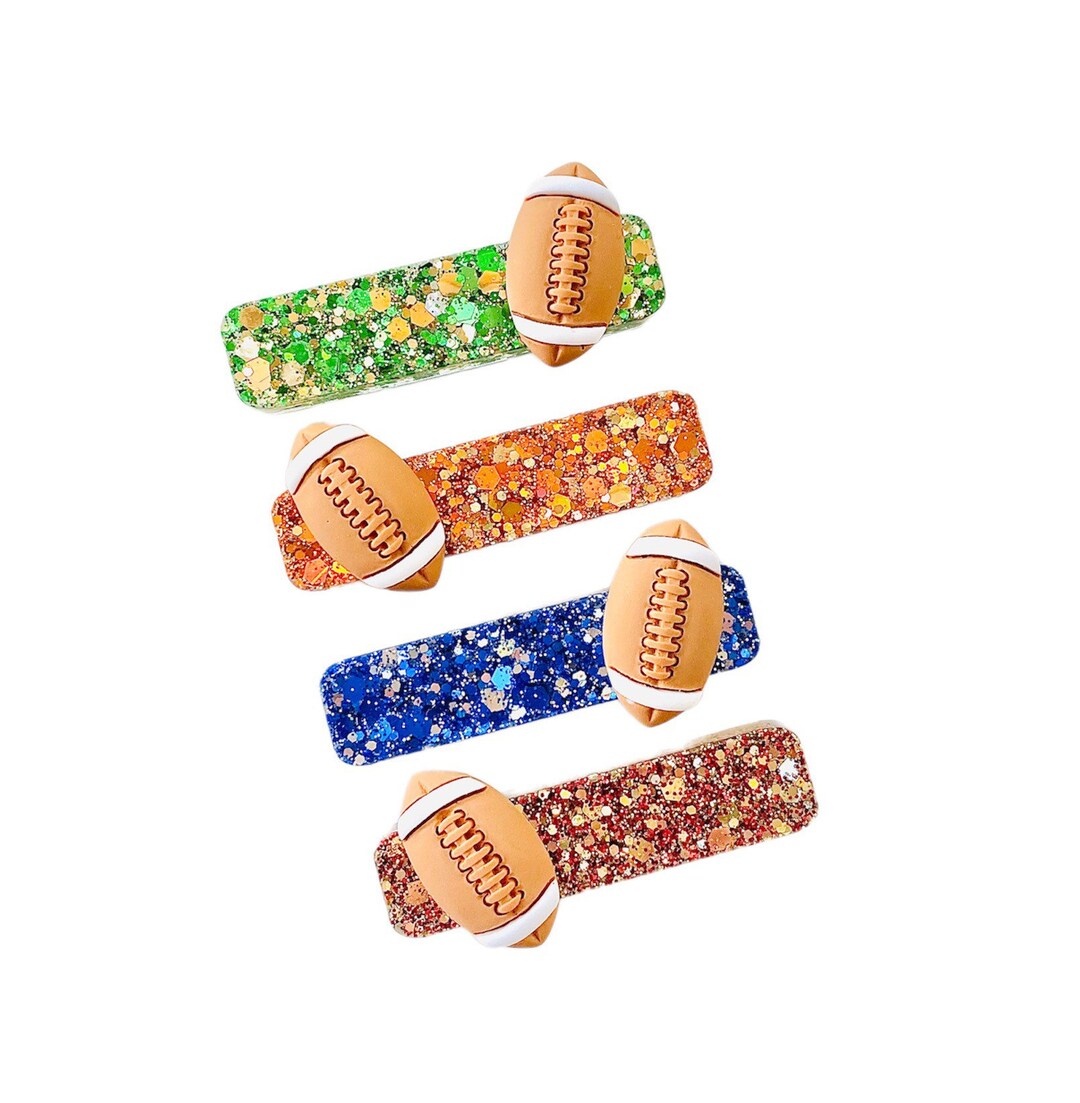 Football Hair Clips for Girls Custom Team Color Hair Clips Etsy