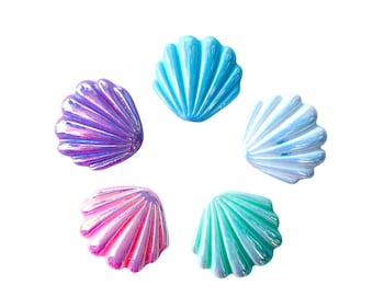 Seashell Hair Clips| Bright Summer Hair Clips for Girls| Mermaid Hair Clips| Glitter Hair Clip| Gifts for Girls| Resin Hair Clips