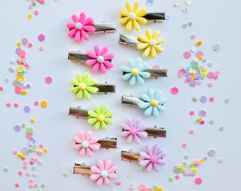 Daisy Hair Clips for Girls|Spring Hair Clips| Mini Daisy Hair Clips for Girls| Resin Hair Clip| Pigtail Hair Clip Set