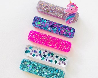 Glitter Unicorn Hair Clip: Resin Alligator Clip for Girls