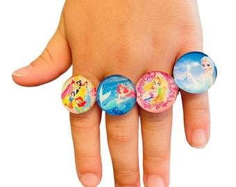 Disney Princess Rings for Girls| Disney Rings| Girls Adjustable Rings| Gifts for Girls| Princess Party Favors|