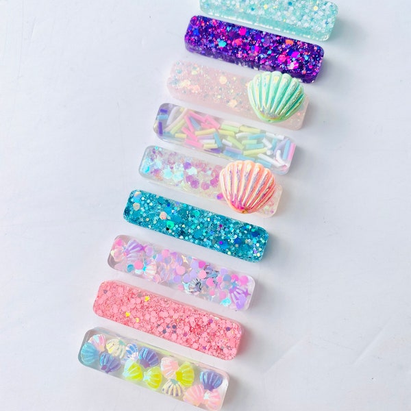 Mermaid Magic Hair Clips for Girls| Seashell Hair Clips| Glitter Hair Clip| Gifts for Girls| Resin Hair Clip|Mermaid Hair Clip