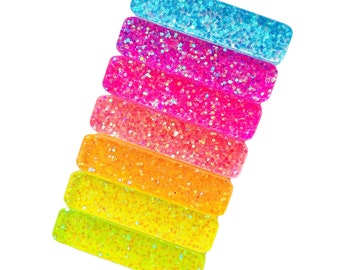 Neon Hair Clips| Bright Summer Hair Clips for Girls| Rainbow Hair Clips| Glitter Hair Clip| Gifts for Girls| Resin Hair Clips