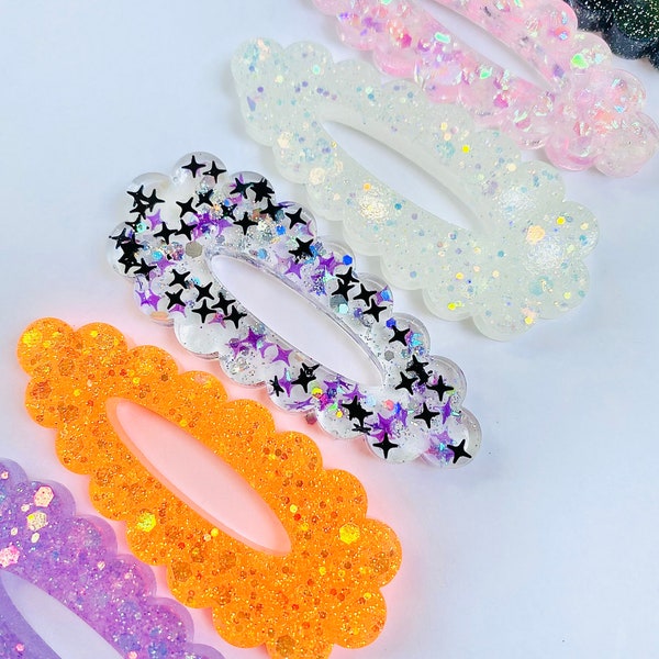 Halloween Hair Clips for Girls|Glow In The Dark Hair Clips| Gifts for Girls| Resin Hair Clip| Glitter Hair Clip