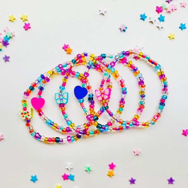Butterfly Stretch Bracelets|Seed Bead Bracelets|Heart Bracelets| Rainbow Bracelets|Butterfly Bracelet Stack