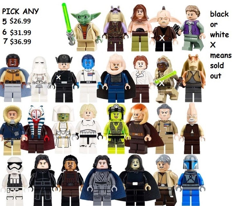 Star Wars minifigures Jedi Dark side Sith Lords The force Han Etsy