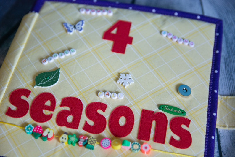 Seasons learning Educational felt book Soft book for children Quiet book Busy book 4 Seasons