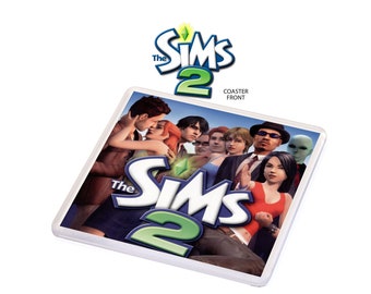 The Sims 2 PC Style Plastic Coaster Double Sided Game Box Art Print Retro Gaming Gifts
