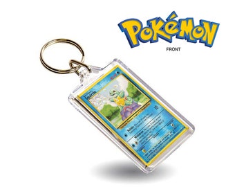 Squirtle Starter Pokémon Card Inspired Keyring / Key Chain Duel Print Classic Trading Card Style