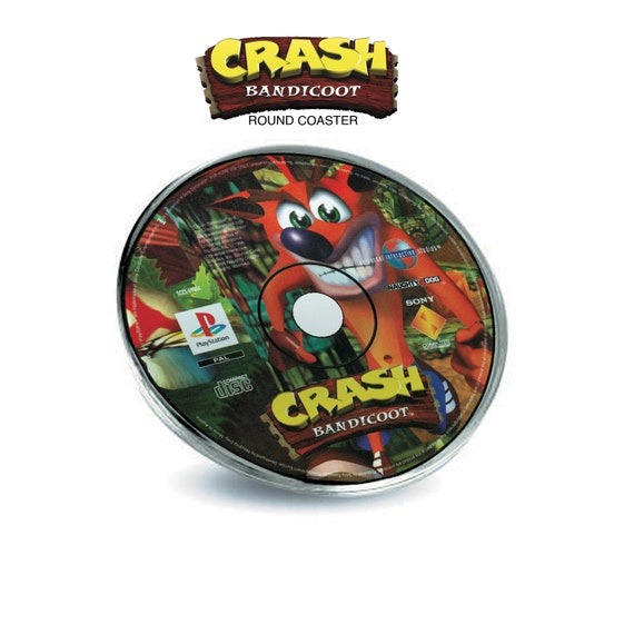 Crash Bandicoot Playstation 1 Disc Style Plastic Coaster / Drinks Mat 80mm  Round 