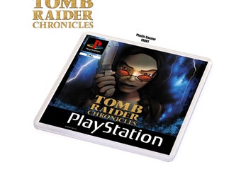 Tomb Raider Chronicles PS1 Plastic Cup Coaster Rare Game Retro Gift Lara Croft PSX Style