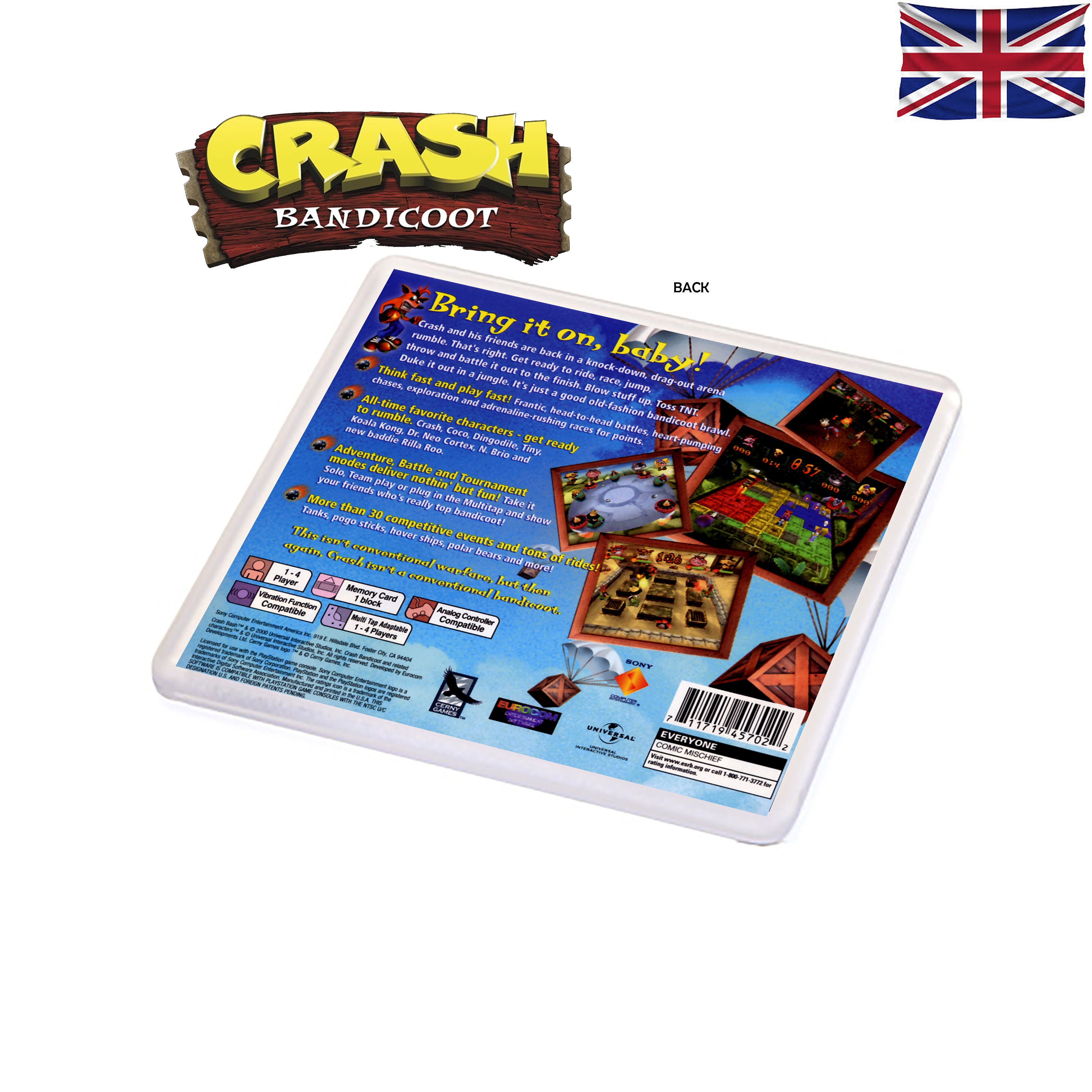 CRASH BASH Crash Bandicoot: Plastic Drinks Coaster PS1