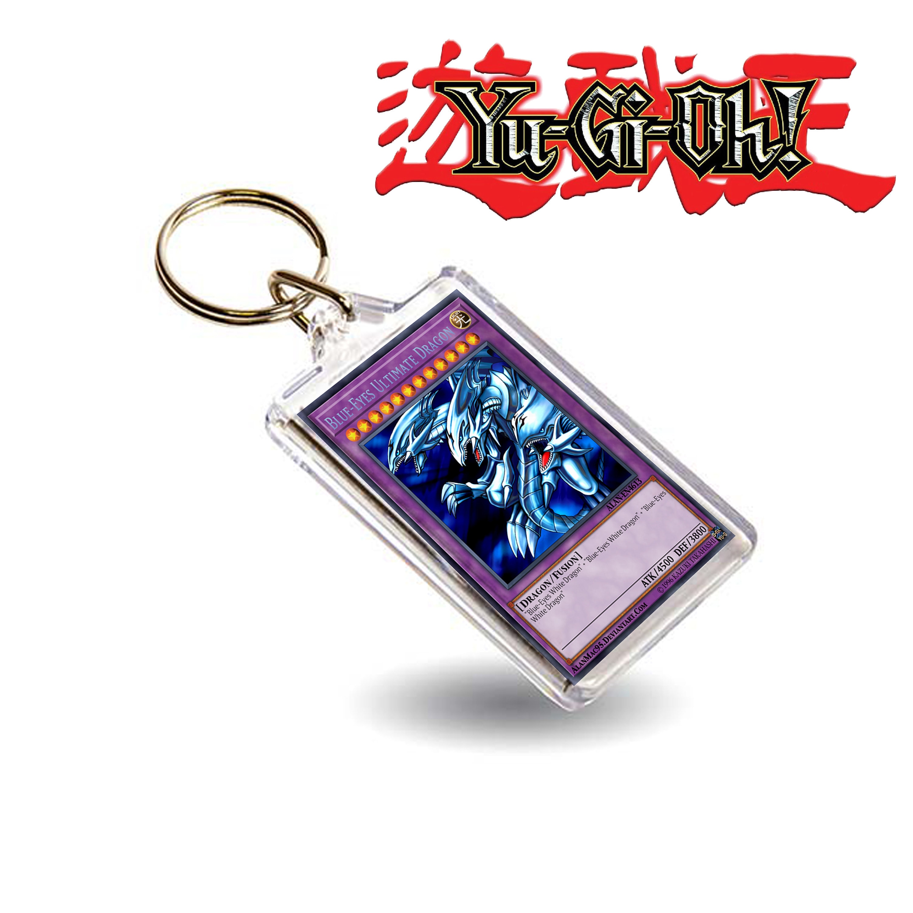 Key Chain Ultimate Blue Eyes White Dragon Card Inspired Keyring Yu Gi Oh 