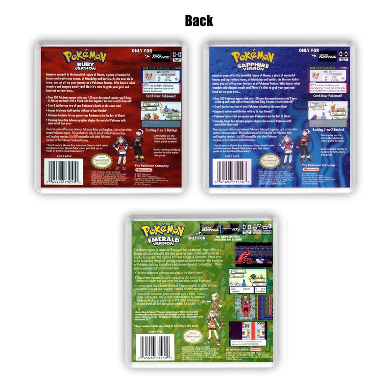 Pokemon Coaster Set EMERALD RUBY SAPPHIRE 3 Pack Perfect Gift Gaming Coaster Retro Gamers Gift for Games Room Man Cave image 2