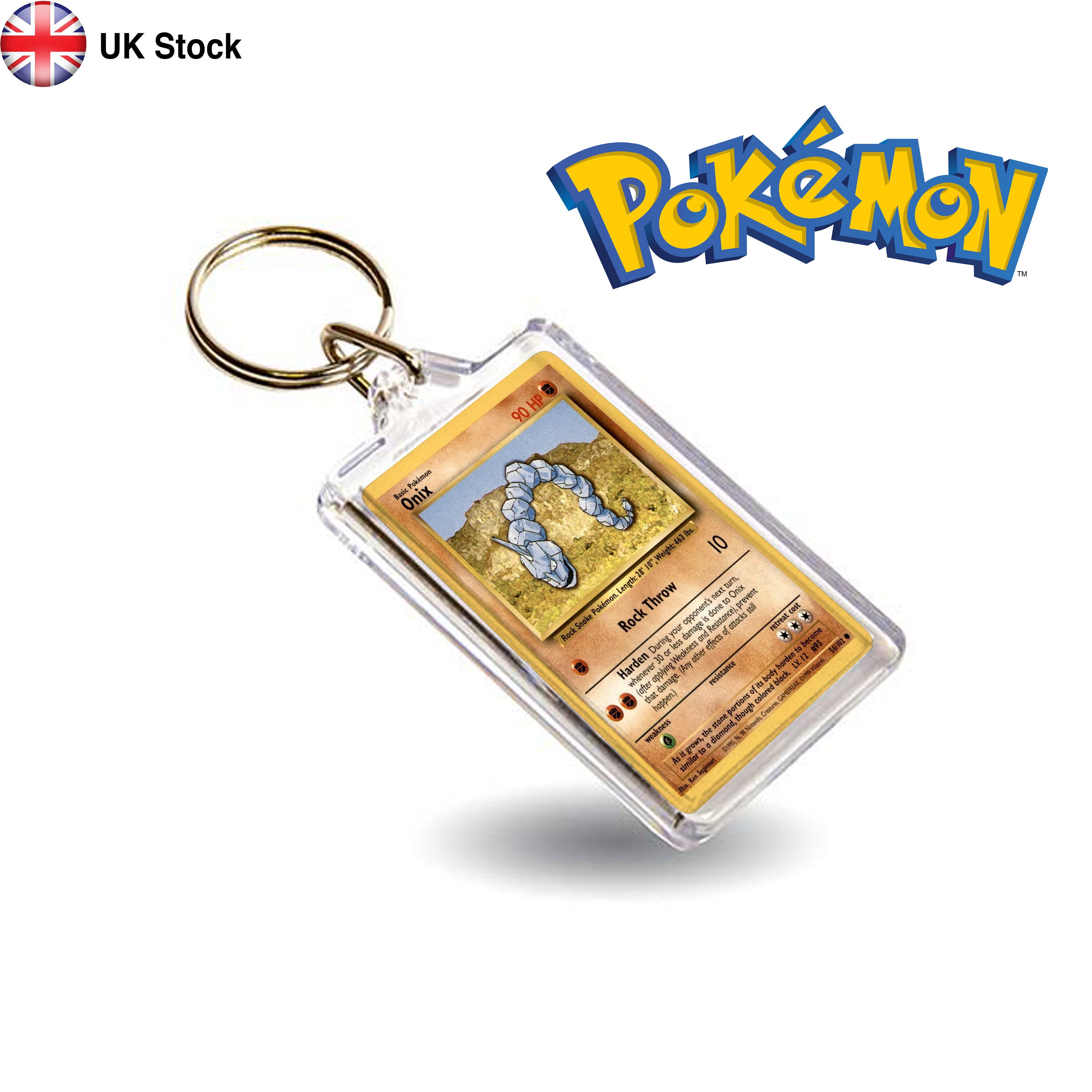 Onix Pokemon Card Style Key Ring / Key Chain Based on Original Pokemon Set  - Plastic, Double Sided