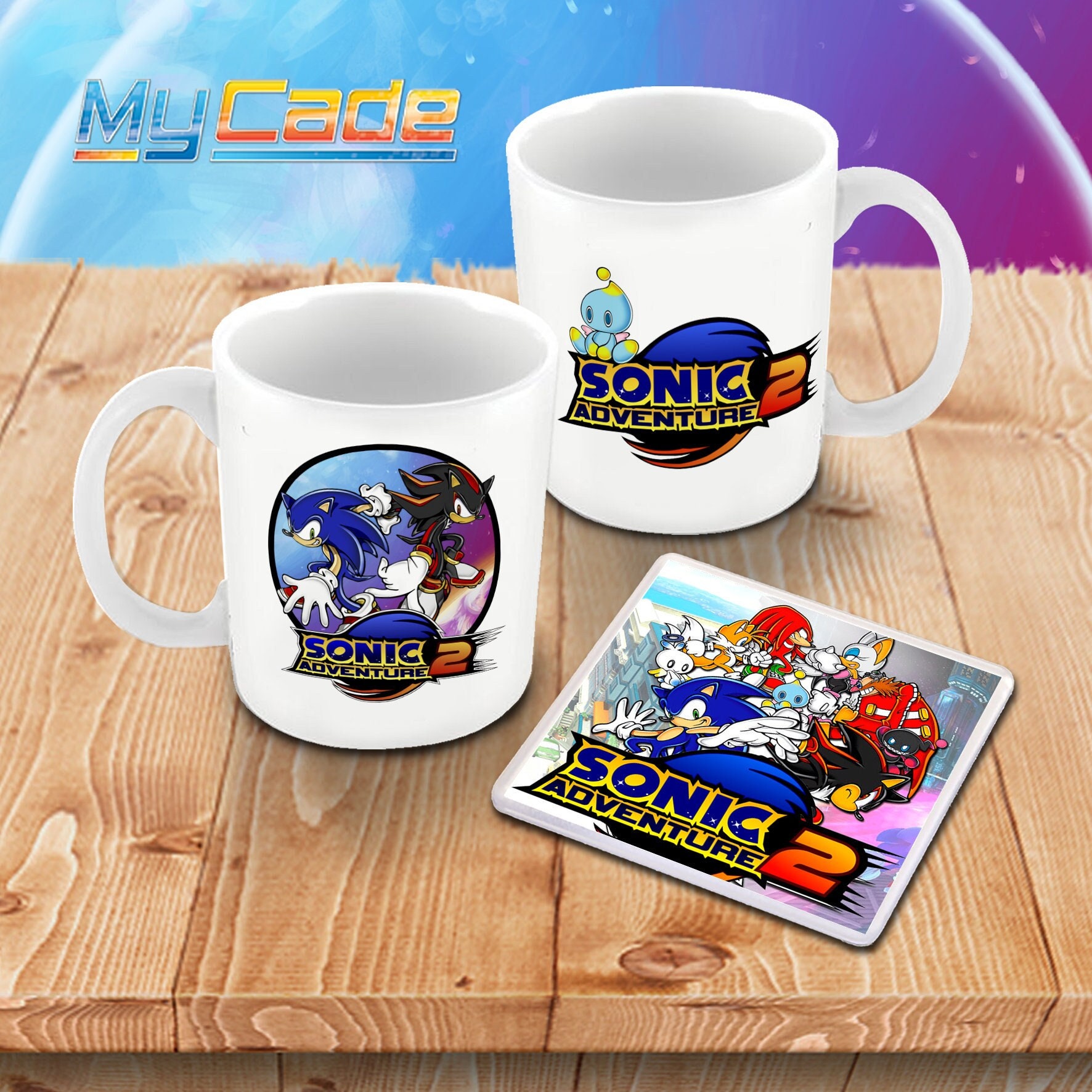 Sonic Adventure 2 Mug and Coaster Set Classic Sonic and Shadow the Hedgehog  Sonic 2 Style -  Denmark