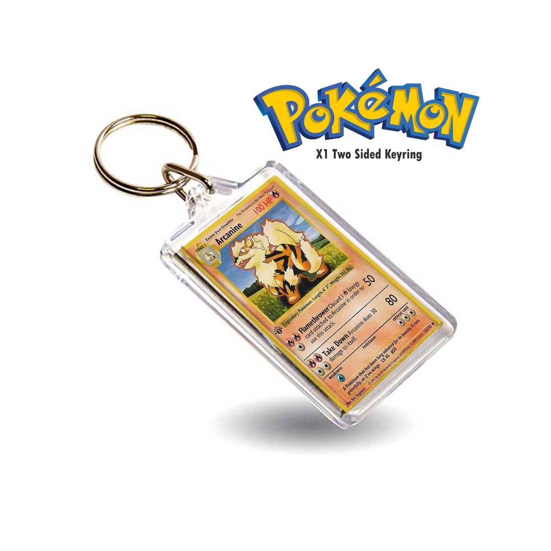 Pokemon Arcanine Card Inspired Keyring / Key Chain Duel Print Classic ...