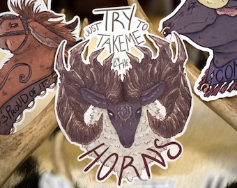 Ram "Just Try to Take Me By The Horns"; Matte Sticker for notebooks, sketchbooks, laptops & more!