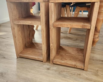 Wooden bedside table – Nightstand with storage – Handmade