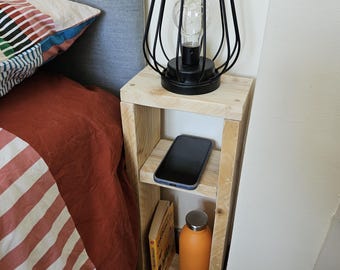 Wooden Bedside Table – Storage Cabinet – Handmade