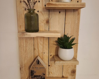Large pallet wood wall shelf with 4 shelves
