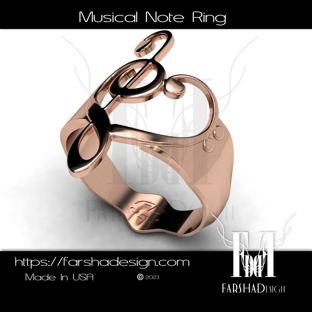 Musical Note Ring Pattern Music Note Ring (symphony Signature Ring) - Etsy