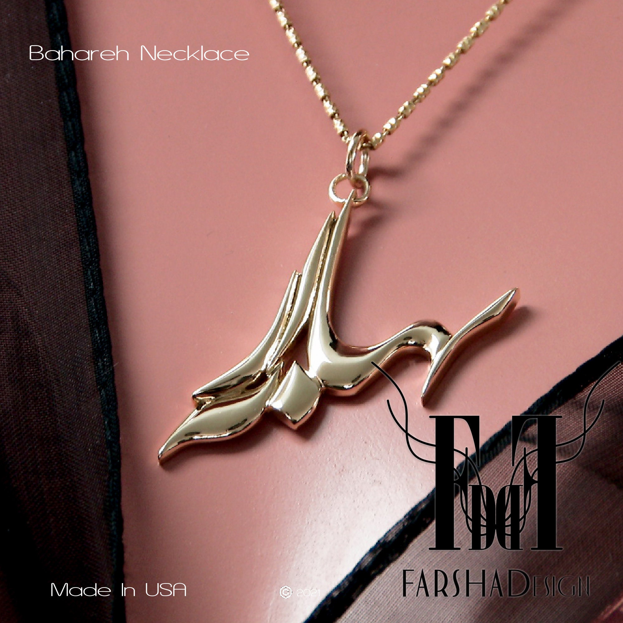 Farsi Necklace, Persian Calligraphy Necklace, Persian Name Necklace