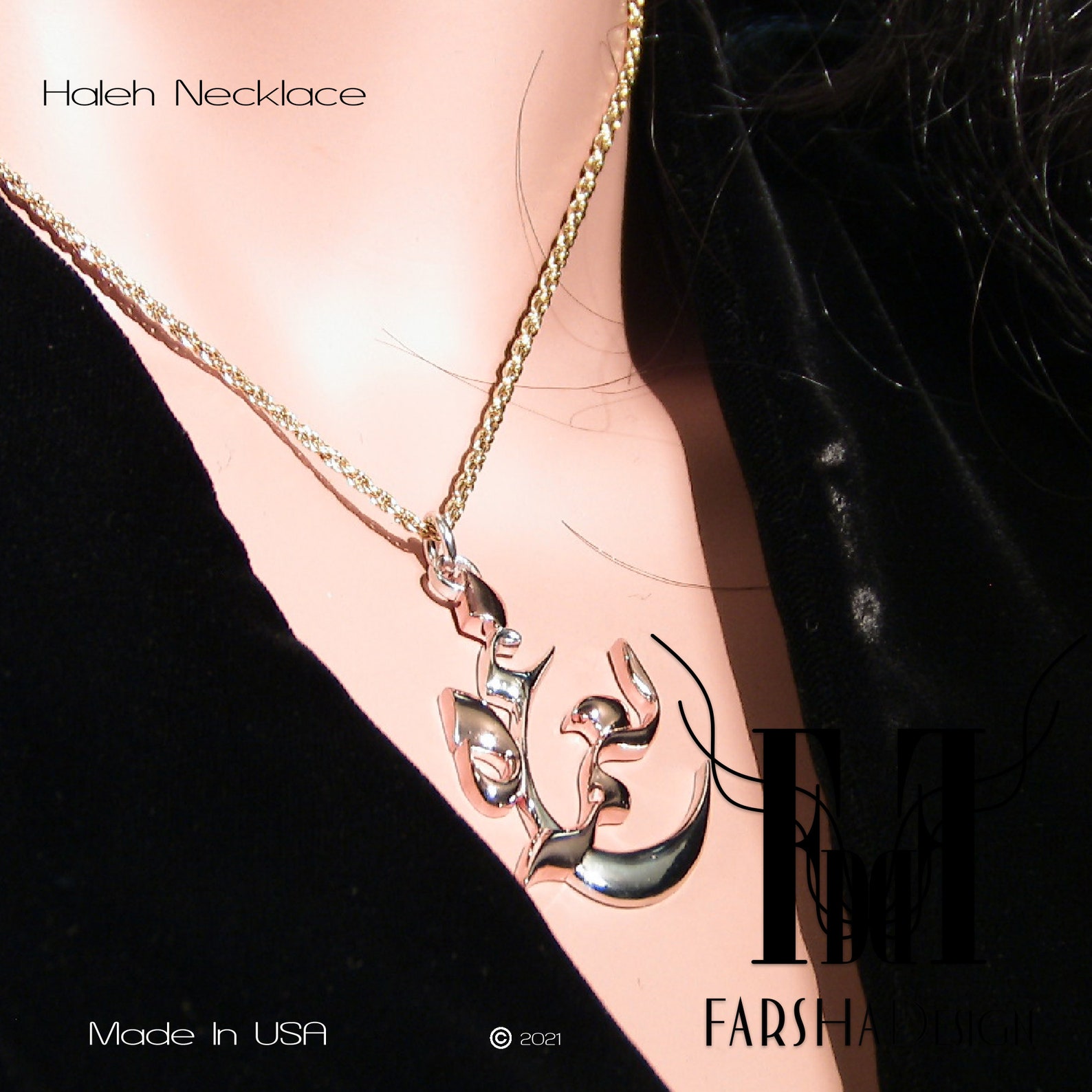 Farsi Necklace, Persian Calligraphy Necklace, Persian Name Necklace