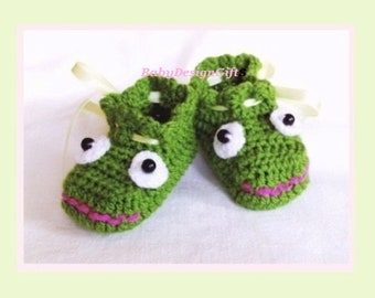 Zapatos de bebé Froggy, Zapatos de recién nacido, Regalo de bebé, Patucos de bebé hechos a mano