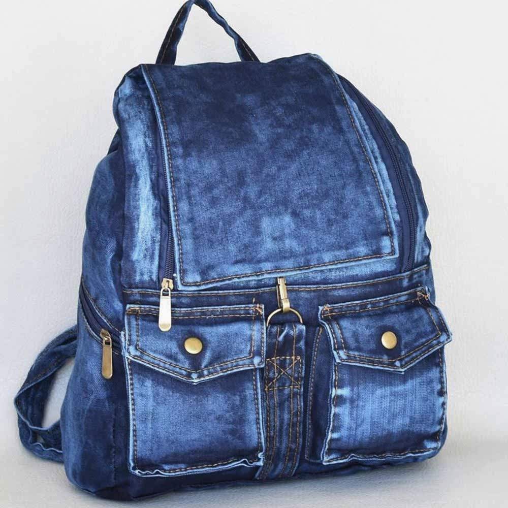 MUCENT☆大人気♪Stainless Denim Backpack Upcycled Denim Backpack, Denim Backpack, Jeans Backpack