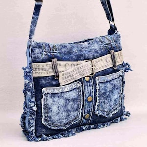 Upcycled Denim Shoulder Bag, Denim Shoulder Bag, Jeans Shoulder Bag,  Denim Hand Bag, Jeans Bag, Upcycled Denim Bag