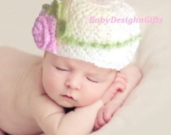 Baby Girl Hat, Baby Hat, Baby Hat Crochet, Newborn Hat, Baby Shower Gift, Coming Home Outfit, Baby Photo Prop, Hospital Baby Hat, Baby Gift