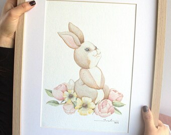 FROM THE GARDEN | Nursery Wall Art | Nursery Decor| Baby Room Decor | Floral Bunny Print | Baby Girl Gift | Baby Boy Gift | Baby Shower Gift