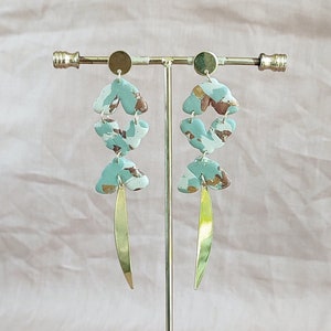 Moderne statement oorbellen; Feest oorbellen; Turkoois oorbellen; Polymeer Klei Oorbellen; Dangle Oorbellen; Cadeau voor haar; XL Oorbellen