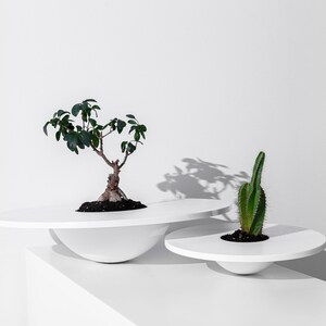 White Desk Planter Succulent Pots Modern Indoor Planters for Housewarming Gifts Corian® Succulent Cactus Planter for Bathroom Decor image 2