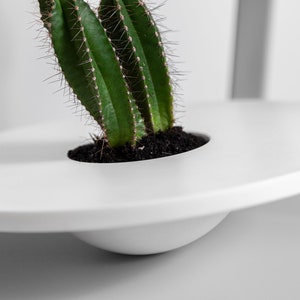 White Desk Planter Succulent Pots Modern Indoor Planters for Housewarming Gifts Corian® Succulent Cactus Planter for Bathroom Decor image 7
