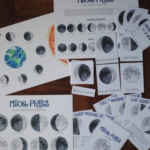 Moon Phases- Full Nature Guide; Moon Phases Art Posters and Card Sets; Montessori; Charlotte Mason; Nature Study; Nature Journal