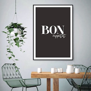 Póster Bon Appetit - Imagen impresa con cita - 4 colores - Impresión decorativa para cocina, cafetería - Bon Apetit A4 A3 A2 A1 A0 50x70