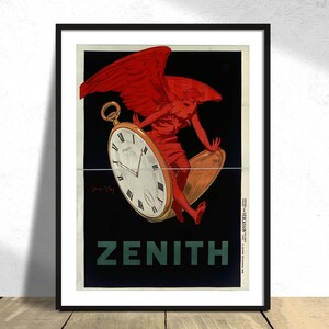 Zenith - Jean d'Ylen I Cartel publicitario, Idea de regalo, Dec de pared, Impresión retro, Cartel vintage, Decoración del hogar, Arte francés, Tiempo, Reloj, Art Nouveau
