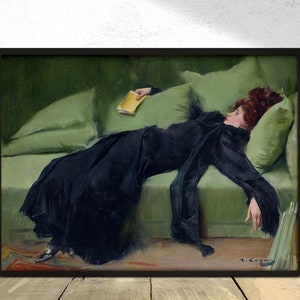 Decadent young woman. After the dance - Ramon Casas | Retro Poster, Print Reproduction, Spanish Art, Tired Woman Poster, Vintage Wall Art A3