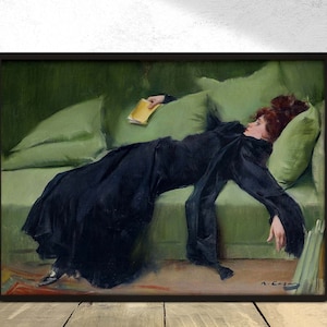 Decadent young woman. After the dance - Ramon Casas | Retro Poster, Print Reproduction, Spanish Art, Tired Woman Poster, Vintage Wall Art A3