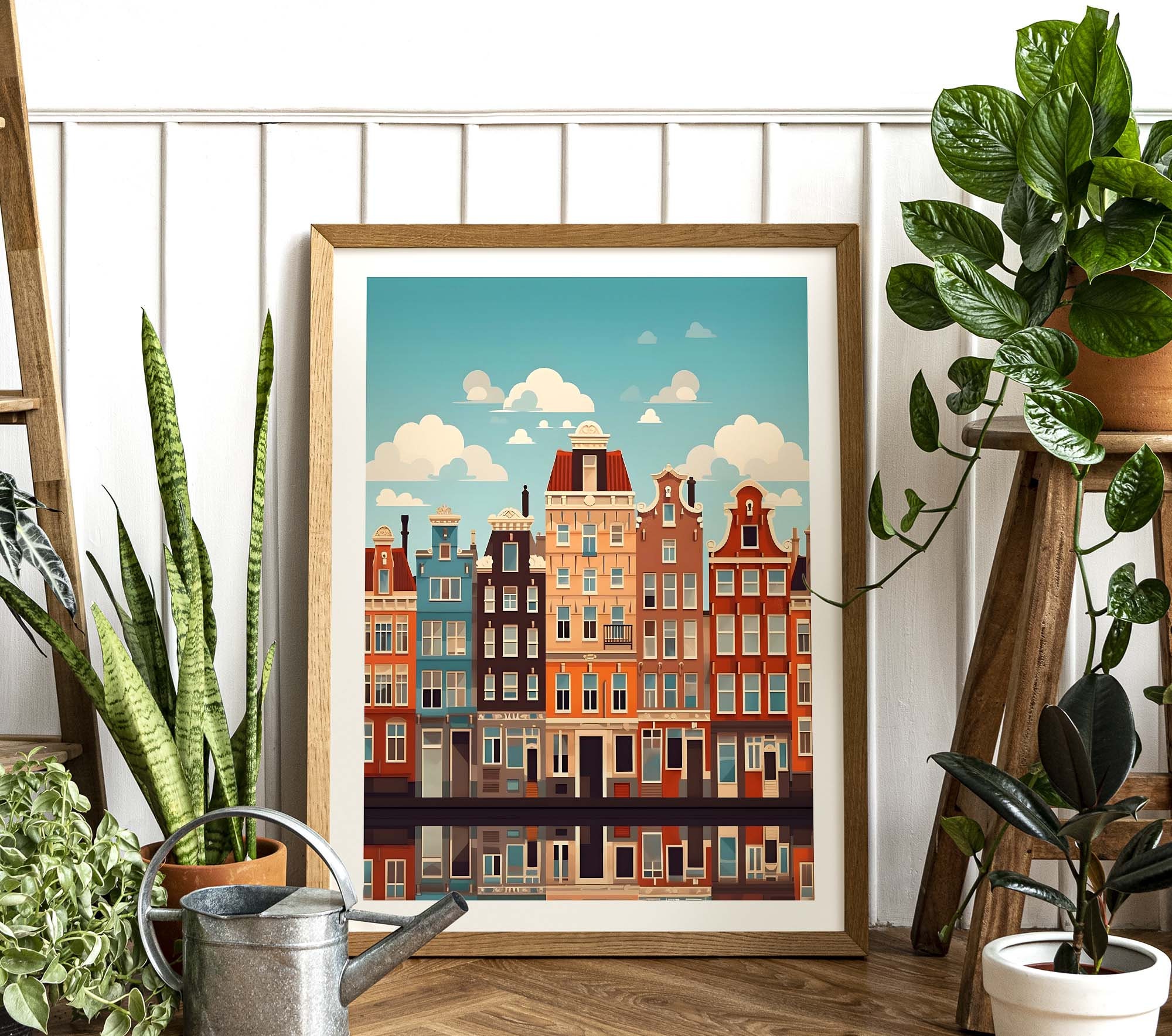 Amsterdam Houses | Graphic Art, Amterdam Poster, Colourful Print ...
