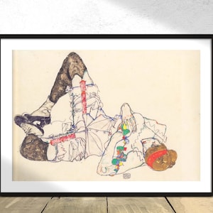 Auf dem Rücken liegende Frau - Egon Schiele | Austrian Expressionism Style, Exhibition Art, Poster Reproduction, Women Print, Gift Idea A3
