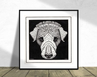 Dog's Head - Julie de Graag | Square Print, Square Poster, Vintage Poster, Animal Print, Poster Reproduction, Retro Gift, Dutch Art, Retro