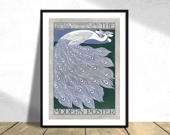Nowoczesny plakat nr 32 (1895) – William H. Bradley | Stary paw | Stary plakat, reprodukcja obrazu Paw