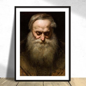 Cabeza de anciano con barba gris - Jan Matejko/ Arte polaco, Reproducción de lámina, Pinturas históricas, Arte del siglo XIX, Simbolismo