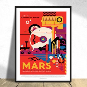 JPL Visions of the Future, Mars NASA Poster I  Space Travel Art, Space Print, Nursery Room Decor, Planet Art Dec, Housewarming Gift, Planet