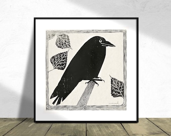 Cuervo (Kraai) - Samuel Jessurun de Mesquita I Hermoso pájaro, impresión cuadrada, cartel cuadrado, pájaro vintage, reproducción de carteles, decoración de la naturaleza A1