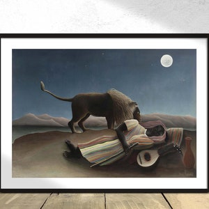 Gitana durmiente - Henri Rousseau / Obras maestras, Carteles de exhibición, Reproducción, Impresión retro, Vintage, Realismo mágico, Arte moderno, León, Regalo